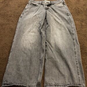 Hollister Women's Charcoal low rise super baggy jeans